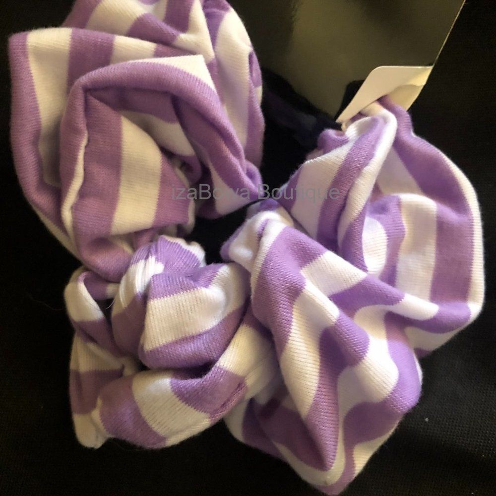 Lavender & White Stripe Bow Scrunchie SC2980 Handmade NWT Boutique
